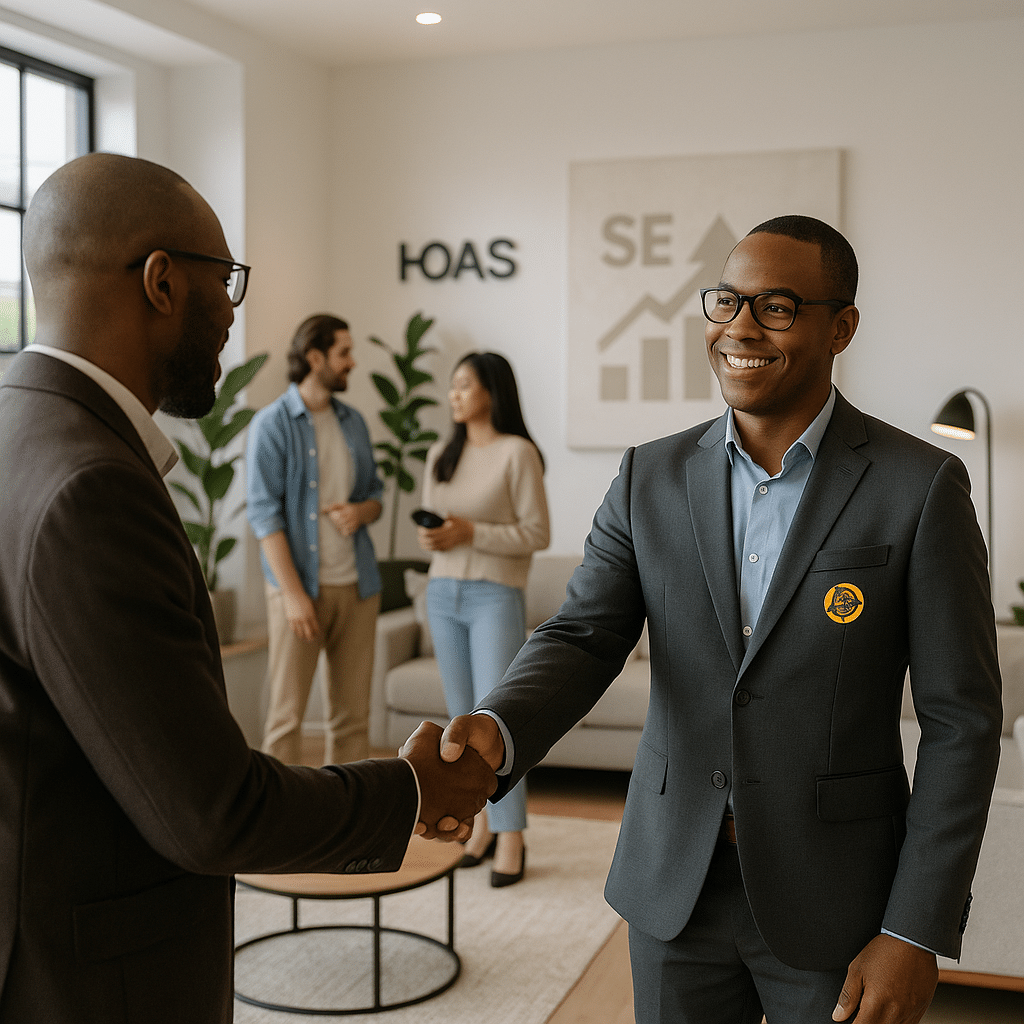 digital marketing manager shaking realtor's hand
